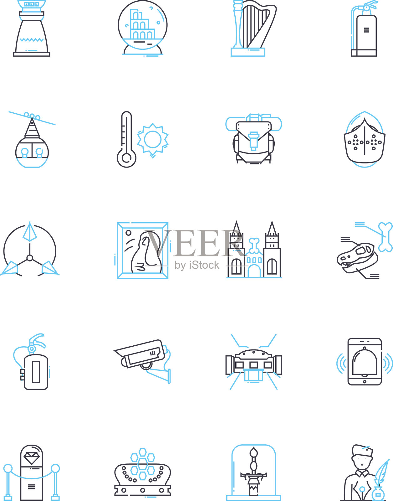 宗教仪式线性图标设置洗礼图标素材