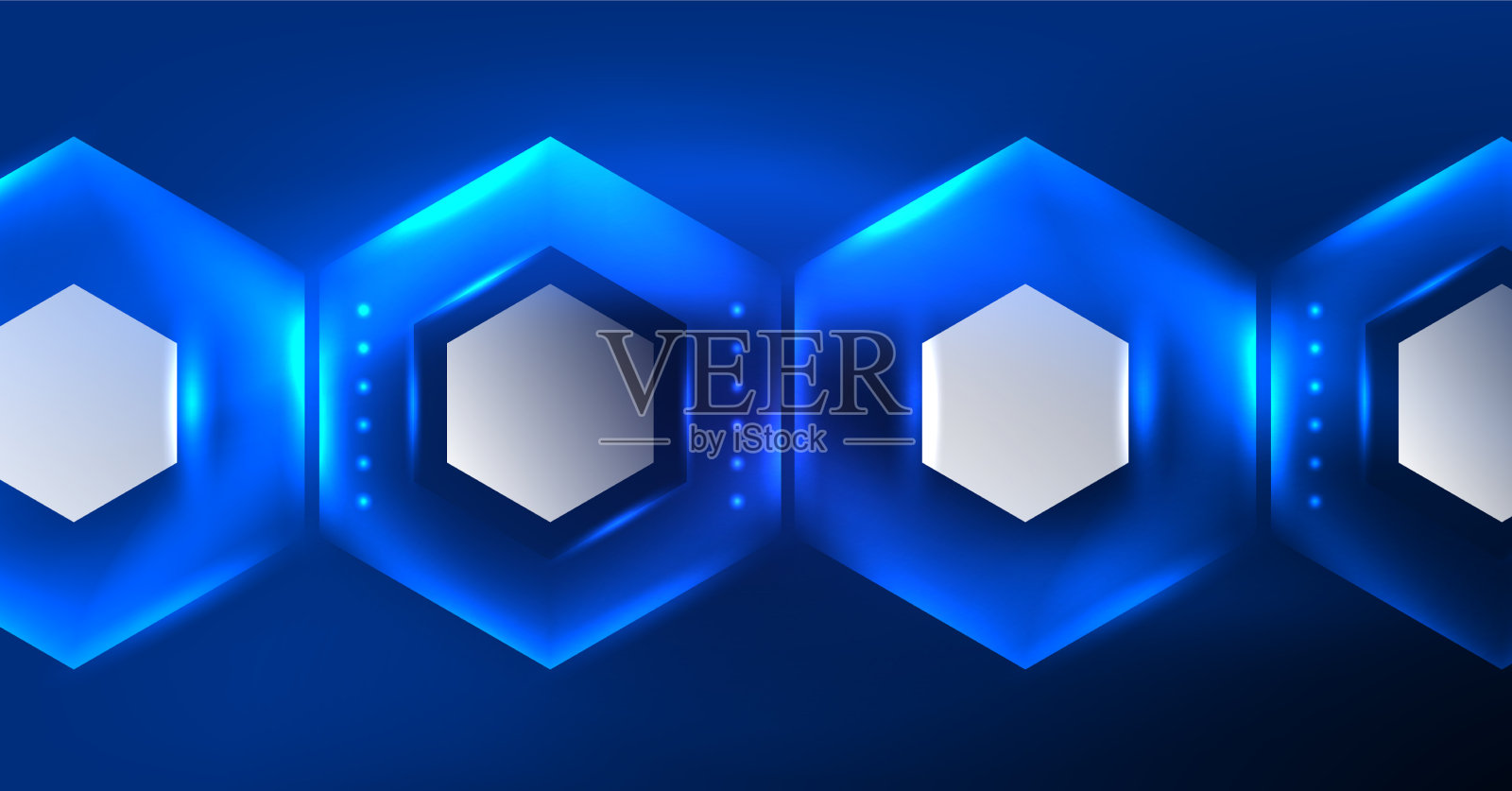 抽象背景霓虹灯六边形插画图片素材