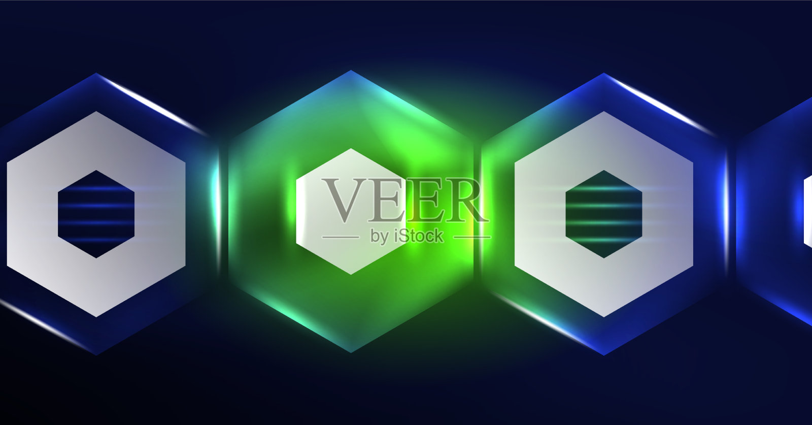 抽象背景霓虹灯六边形插画图片素材