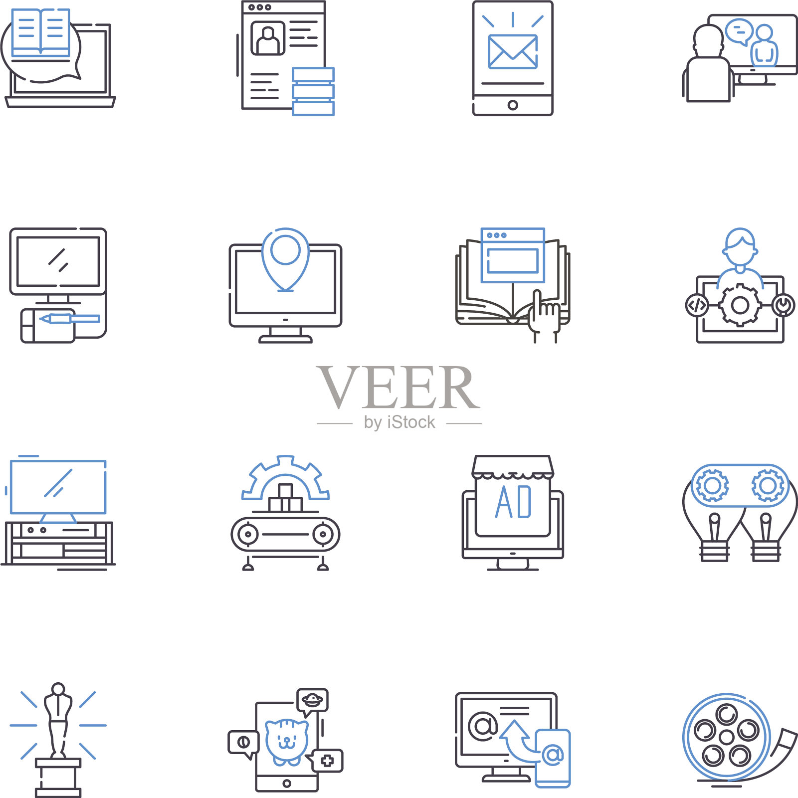 娱乐工作室线图标集合图标素材