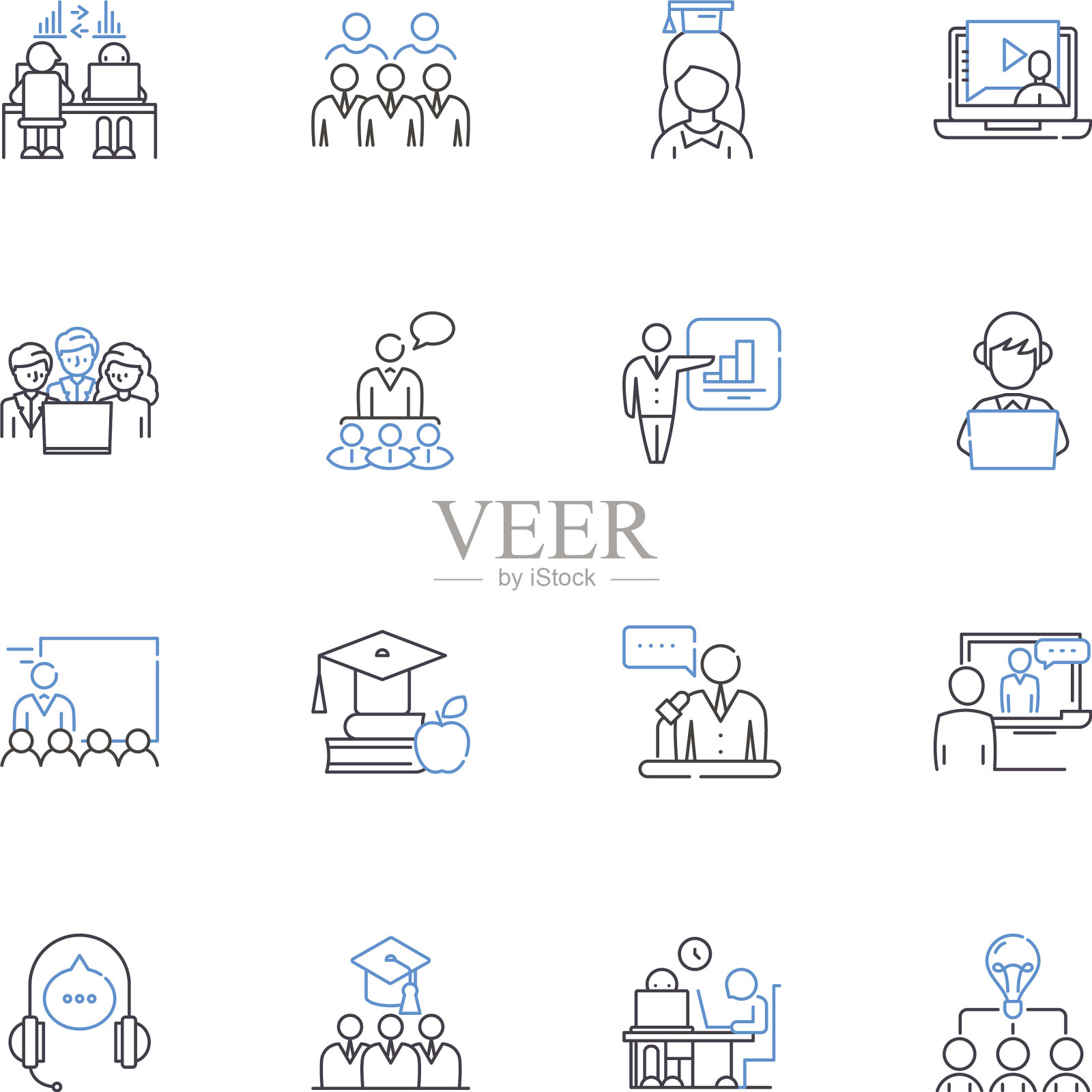 培育创意线图标集合培育图标素材