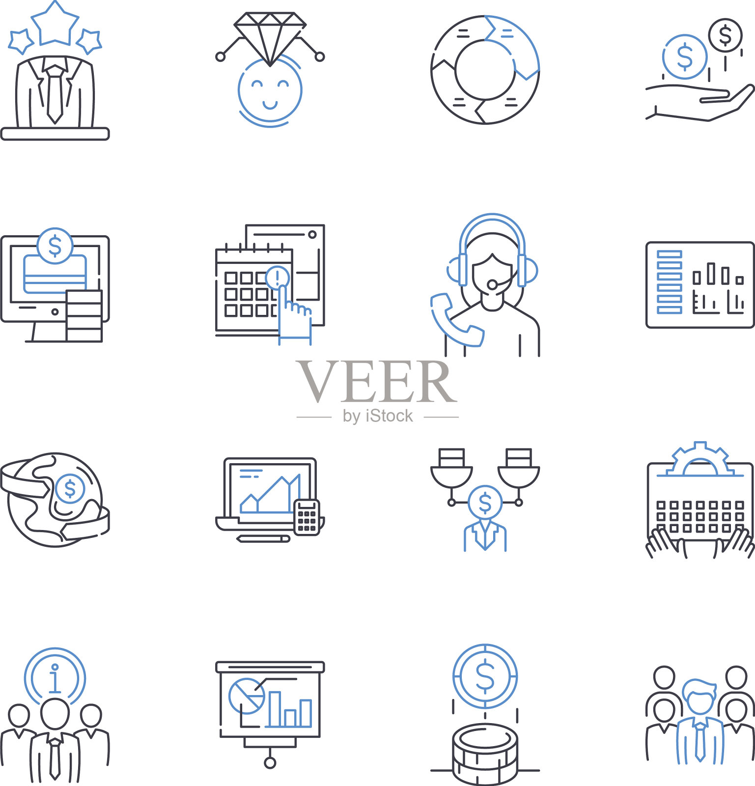 数据科学线图标收集分析图标素材