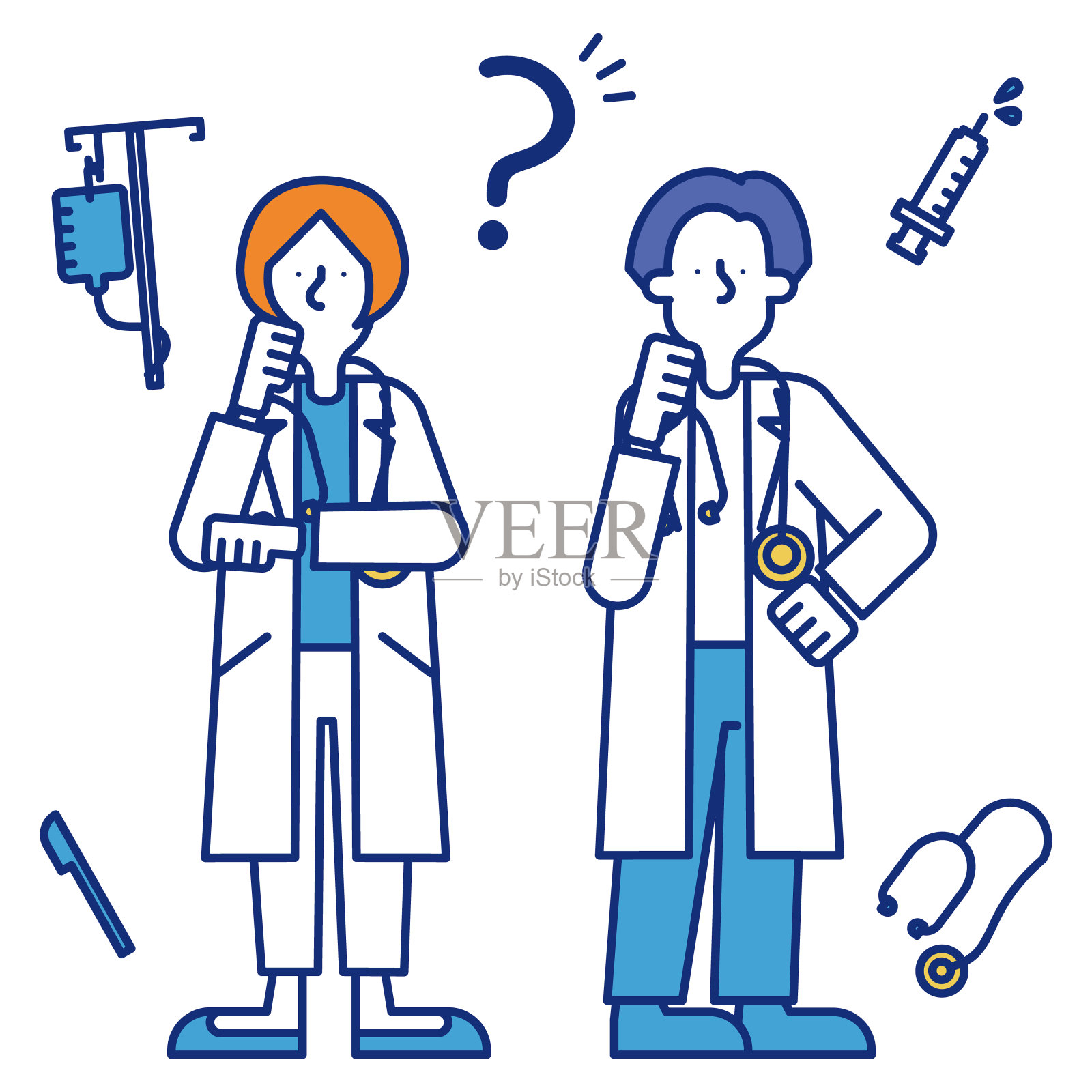 一名男子和一名妇女在医疗行业的插图插画图片素材