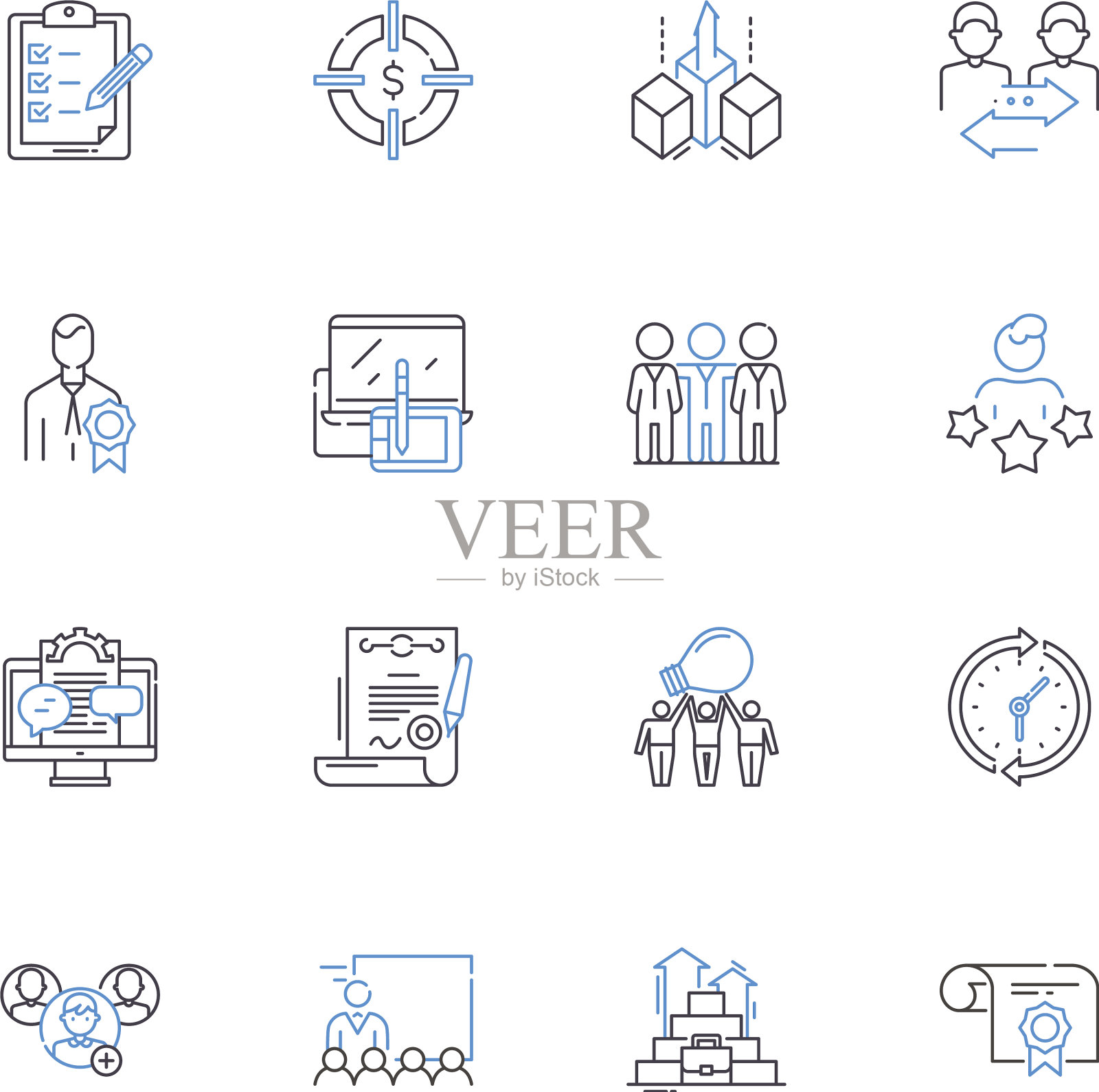 研究和情报线图标收集图标素材