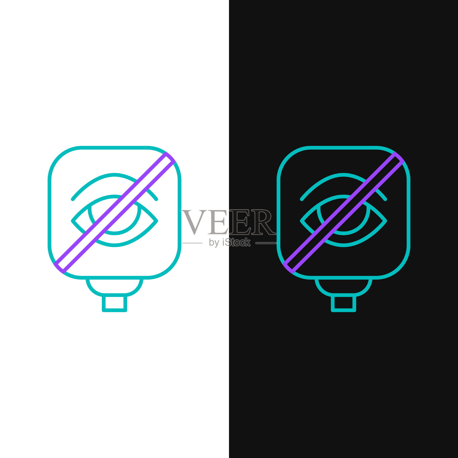 线盲图标隔离在白色和黑色插画图片素材