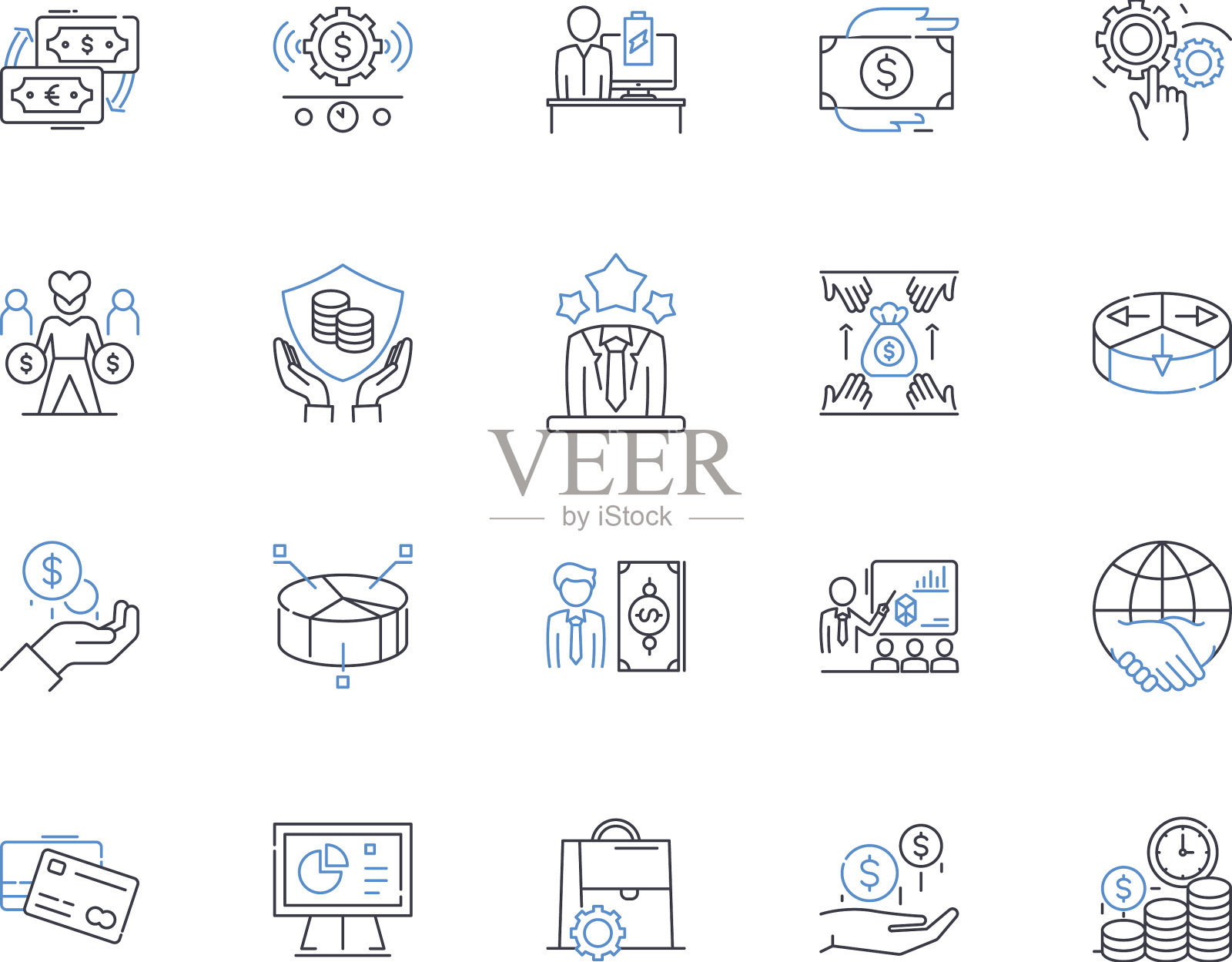 基金咨询线图标集合投资图标素材
