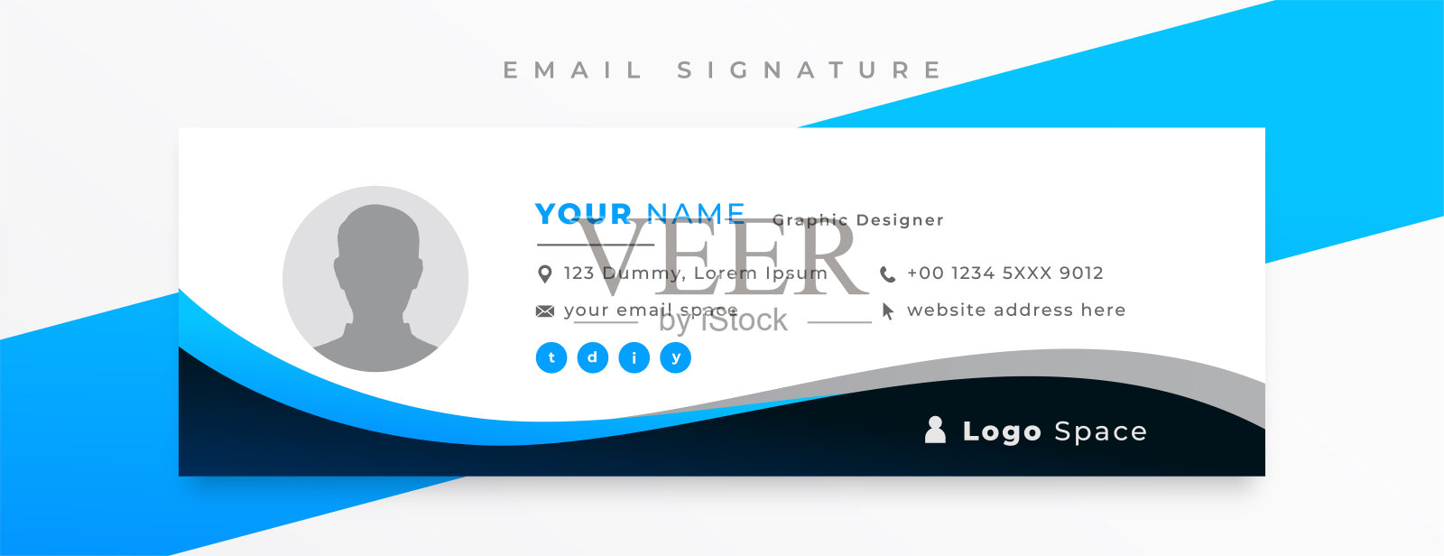 现代电子邮件签名和个人邮件页脚模板设计插画图片素材