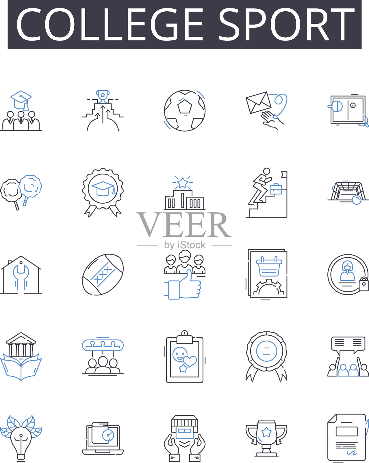 大学运动线图标收集业务图标素材