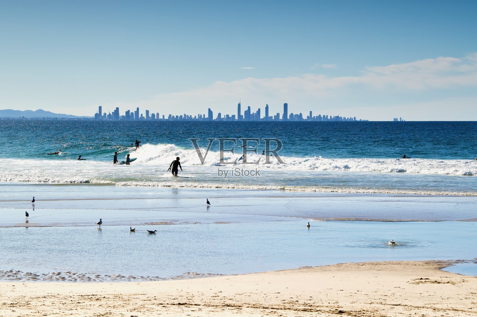 冲浪者天堂，蓝绿色的海水，黄金海岸，昆士兰照片摄影图片