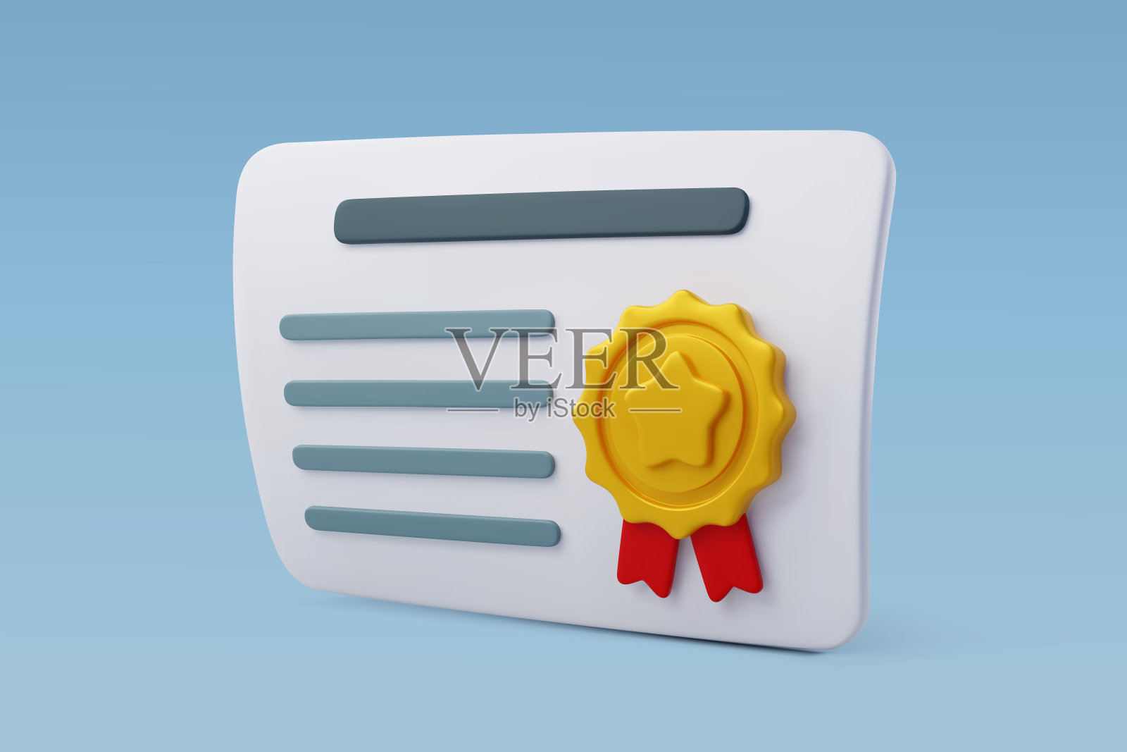 3d矢量证书与邮票和丝带蝴蝶结，成就，奖励，授予，回到学校的概念。插画图片素材