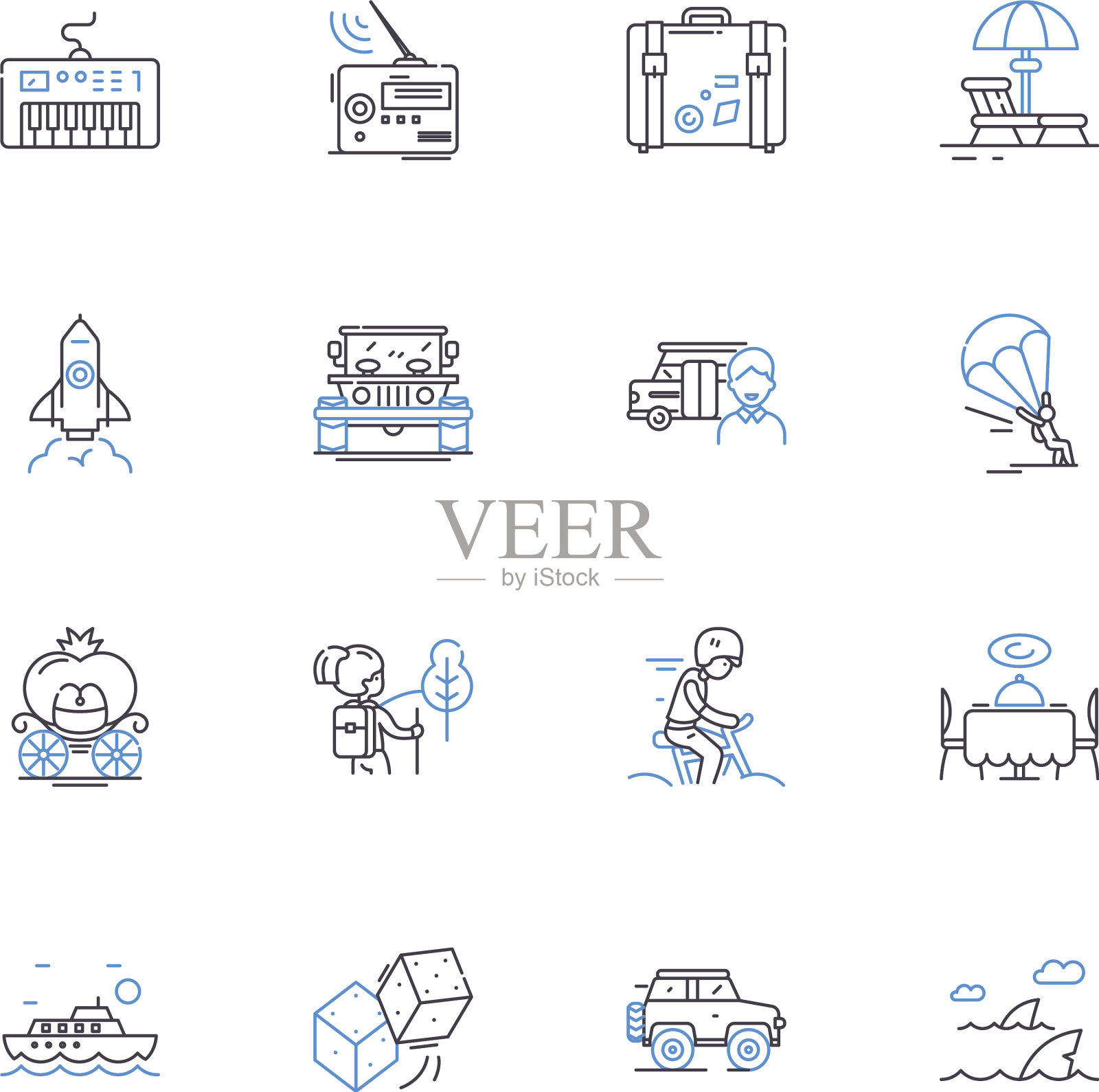 Staycation线图标收集放松图标素材