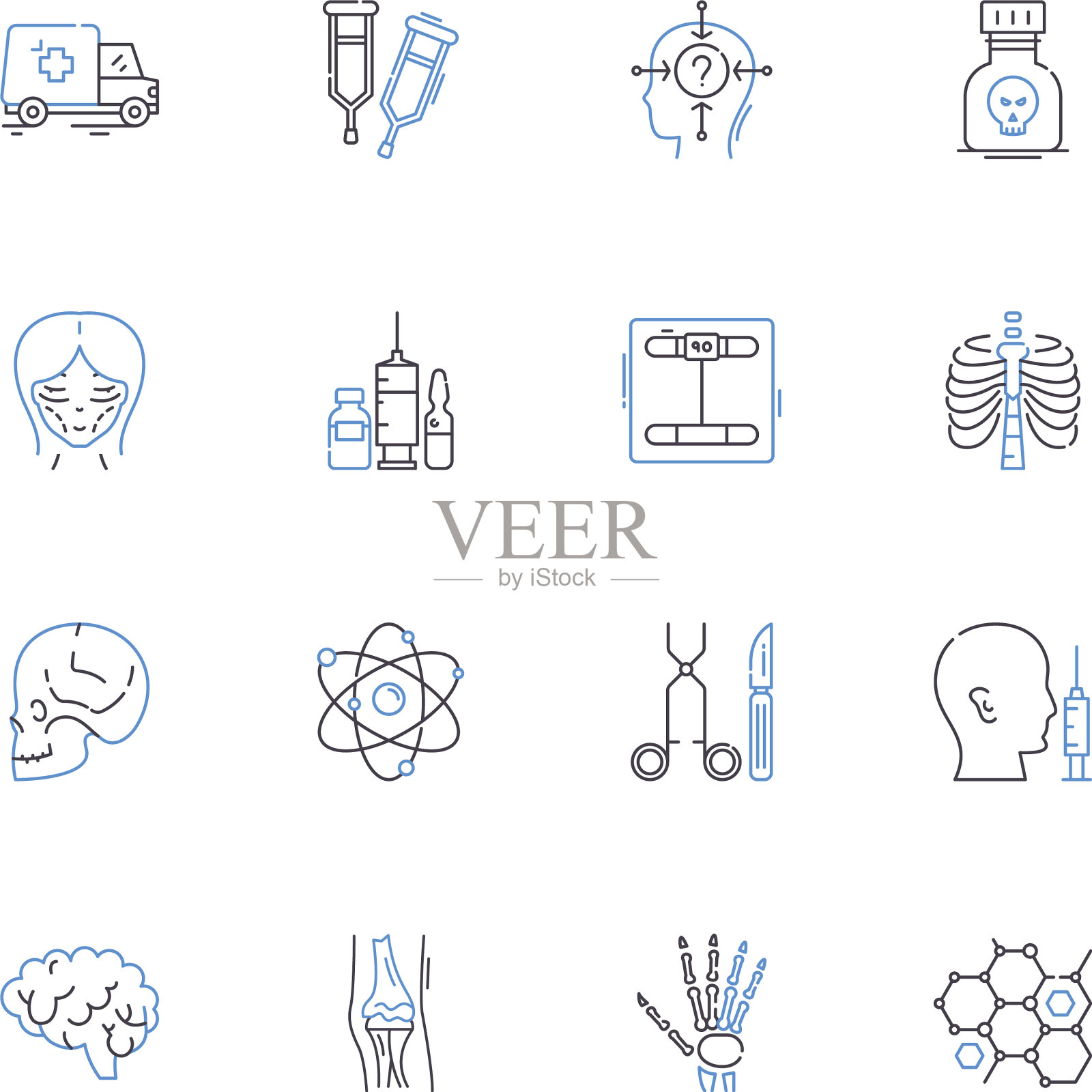 物理诊断线图标集合插画图片素材