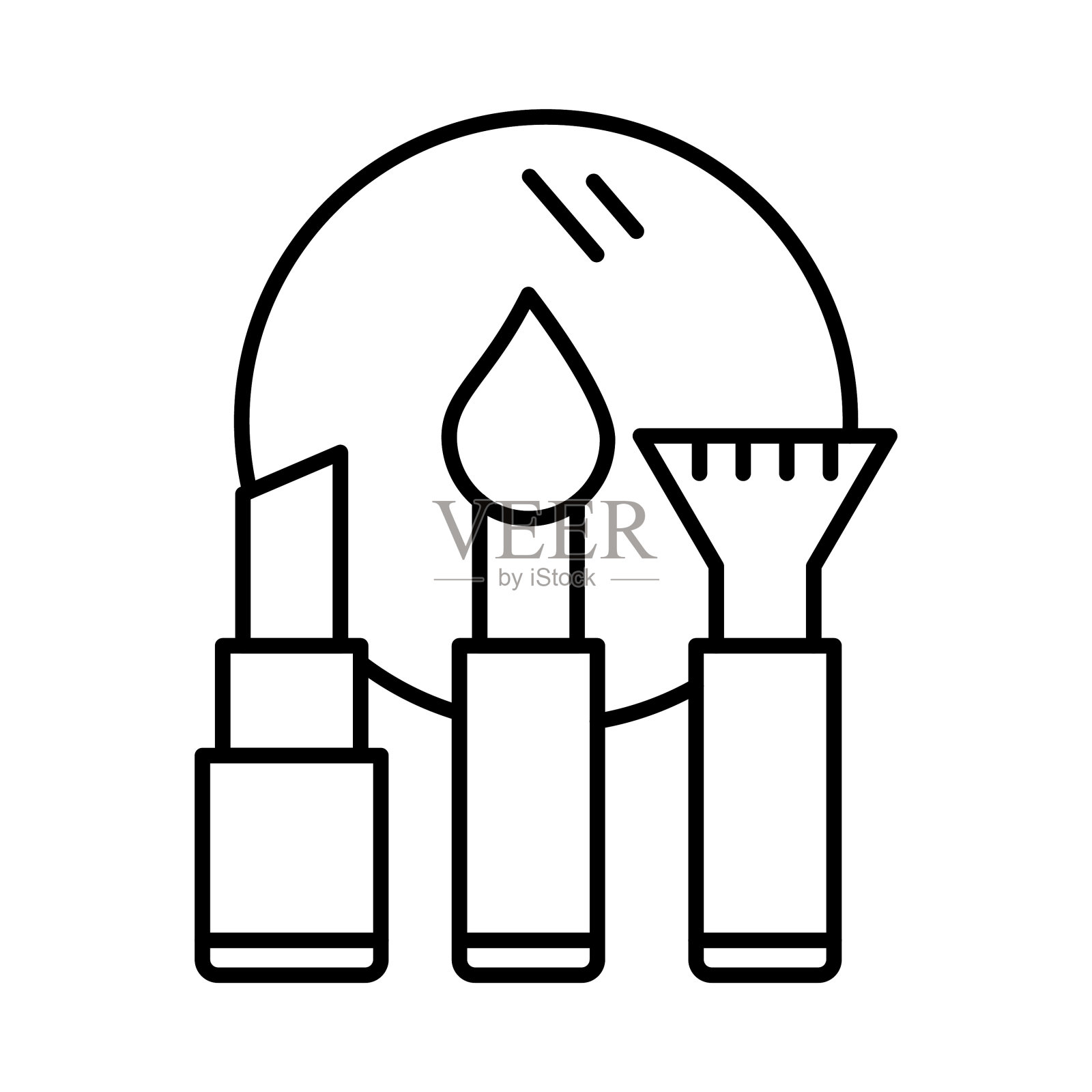 化妆品，个人护理，口红，刷子，化妆品图标插画图片素材