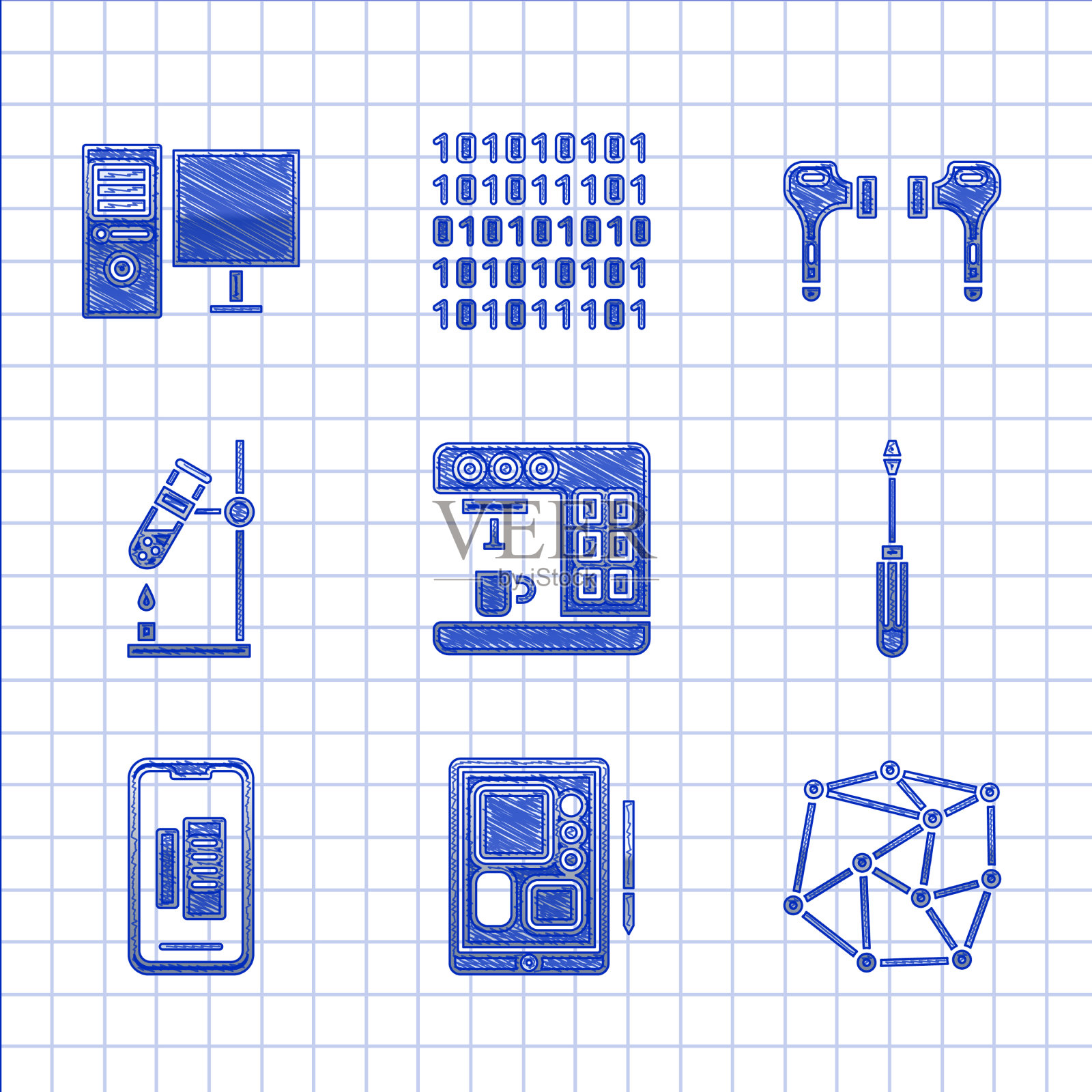 设置咖啡机图文平板神经网络图标素材