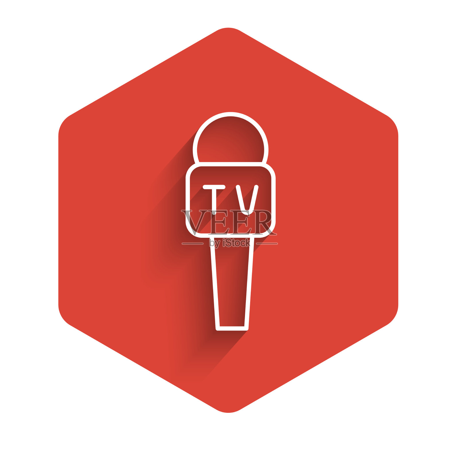 白线麦克风图标与长隔离插画图片素材