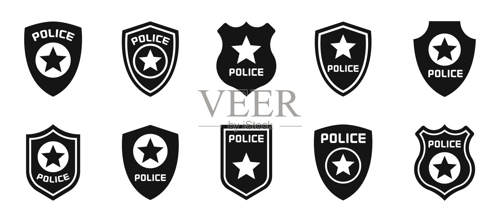 警察徽章。警察象征。收集警察徽章。警察徽章矢量图标。插画图片素材