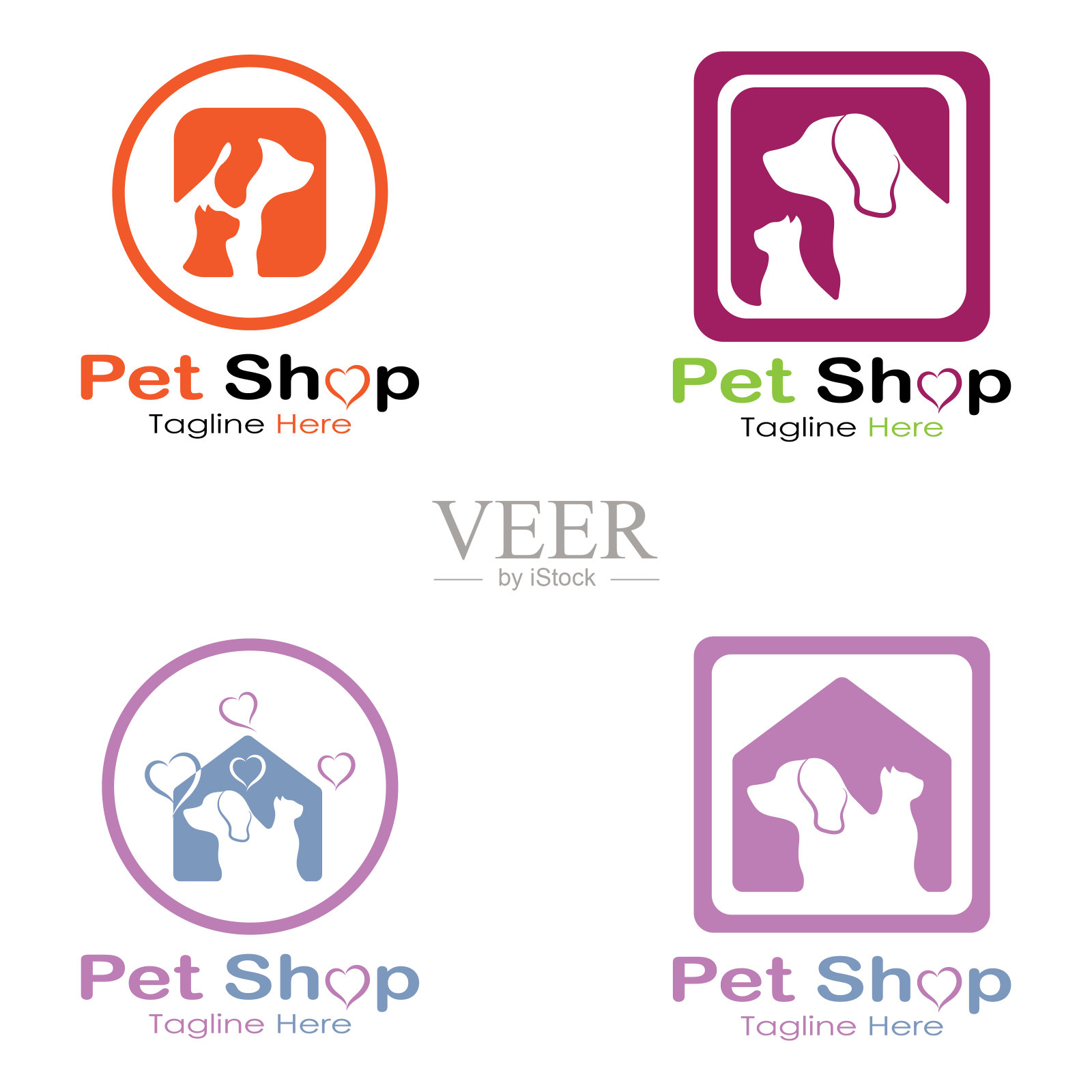 宠物店标志设计图标插图模板矢量与现代概念插画图片素材