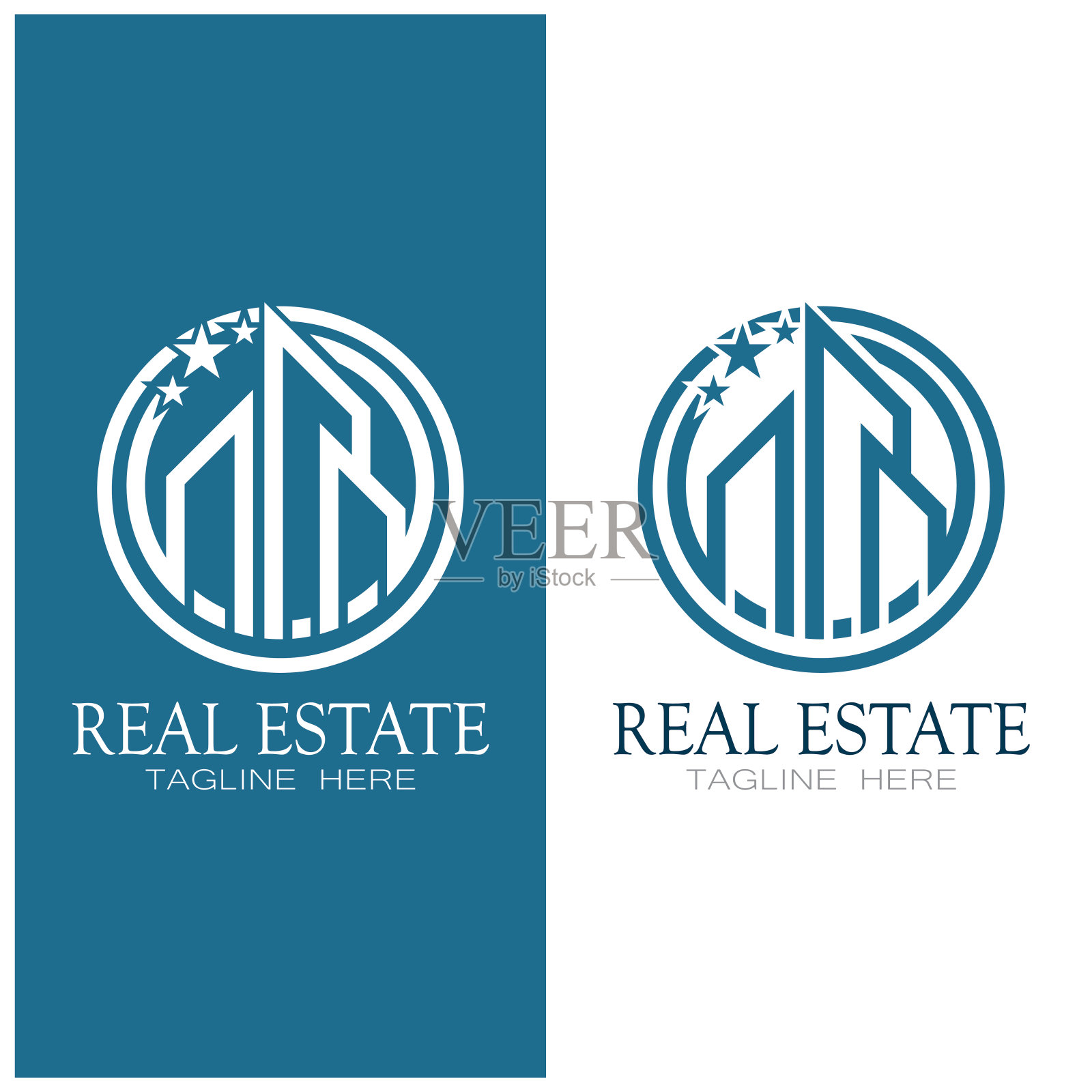 房地产业务标志模板，建筑，房地产开发和建设标志矢量插画图片素材