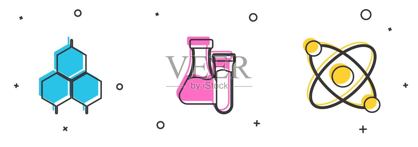 设置化学式试管和原子图标图标素材