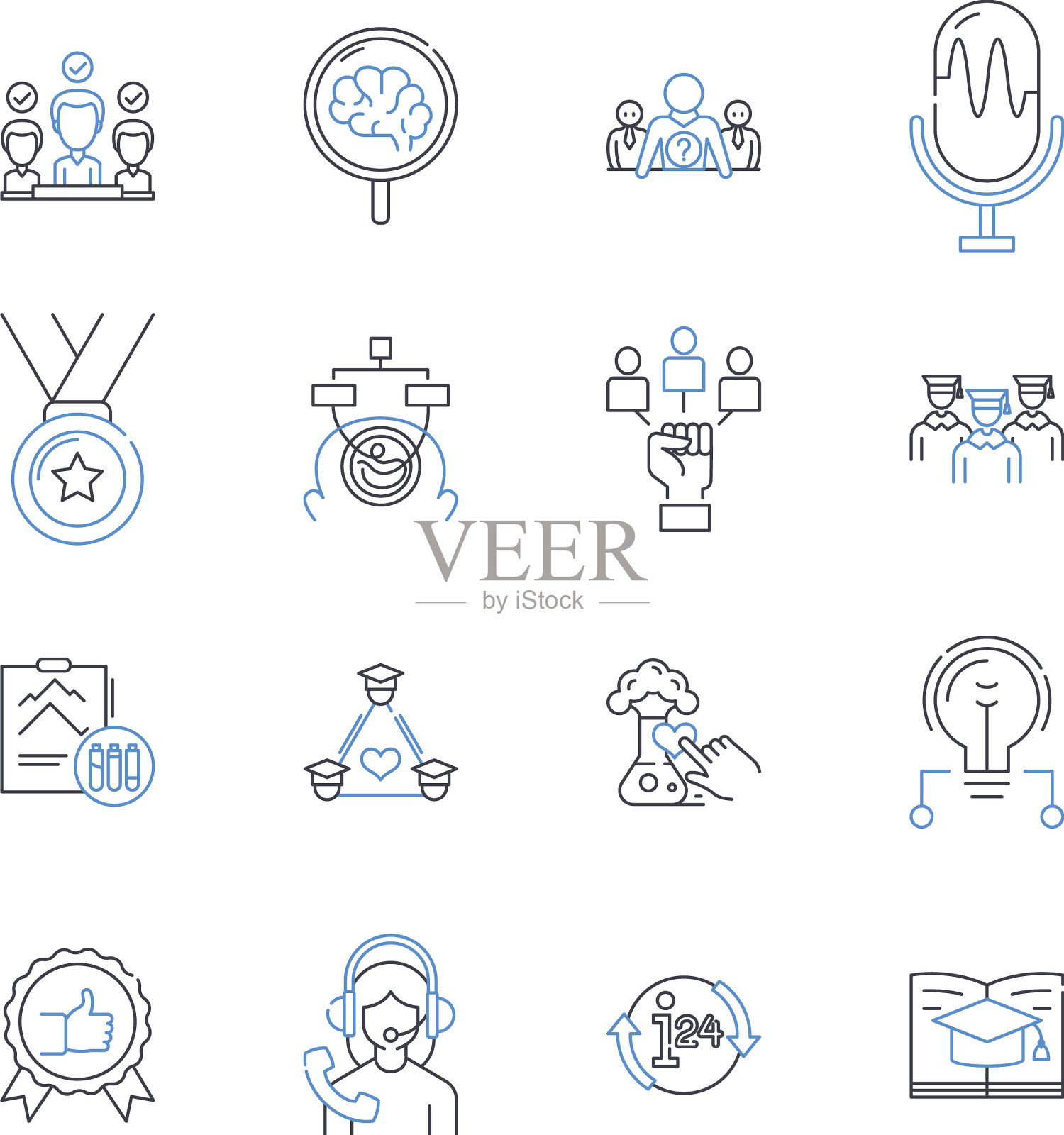 教育学部门线条图标集合学习图标素材