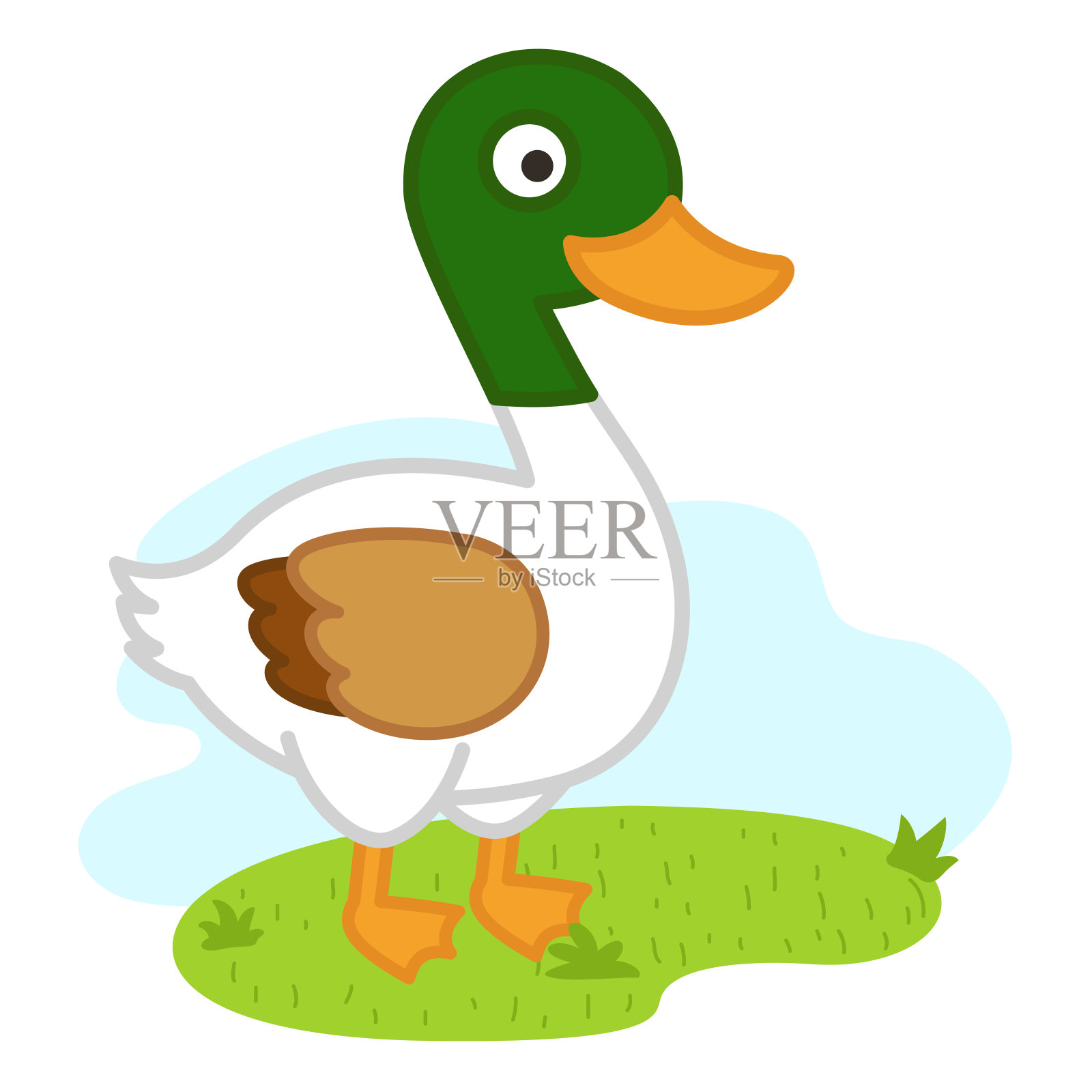 可爱的卡通鸭子人物在白色背景插图插画图片素材