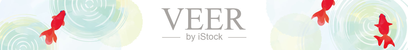 水彩触摸背景与金鱼和水面插画图片素材