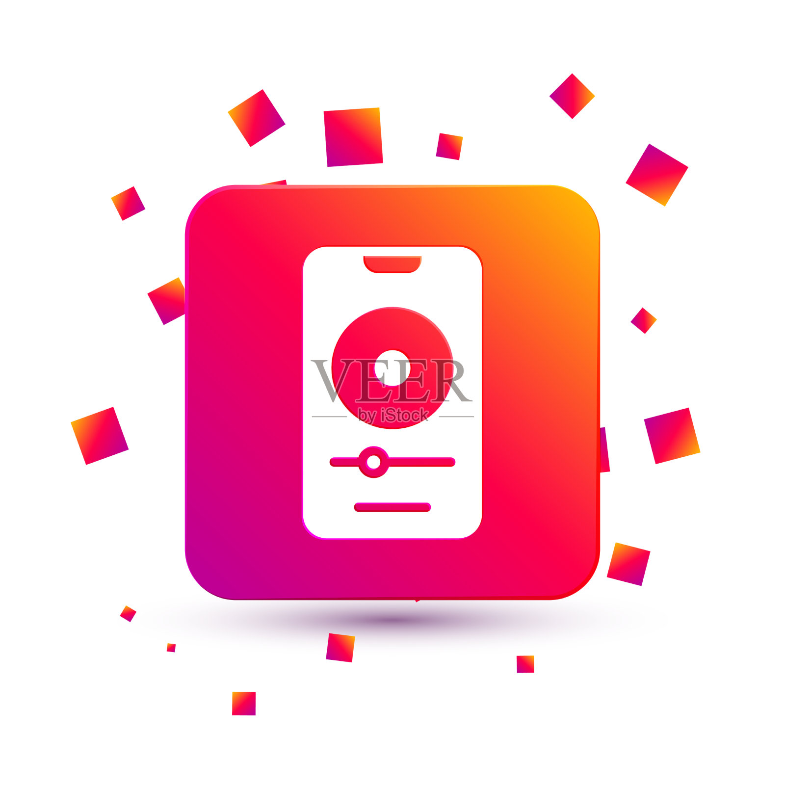 白色音乐播放器图标孤立在白色插画图片素材