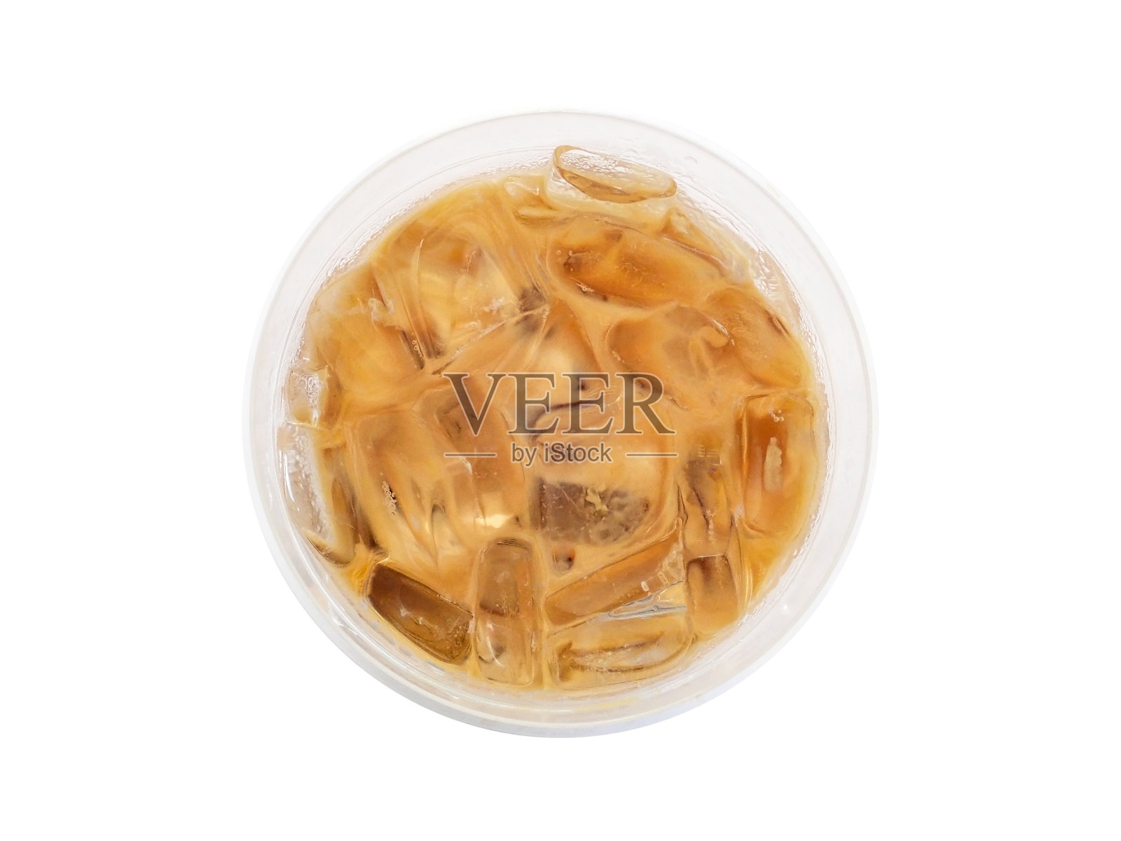 俯瞰卡布奇诺咖啡加冰。照片摄影图片