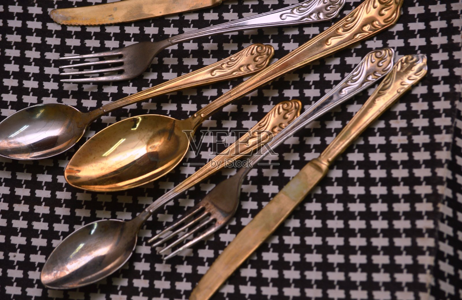 镀金餐具套装照片摄影图片