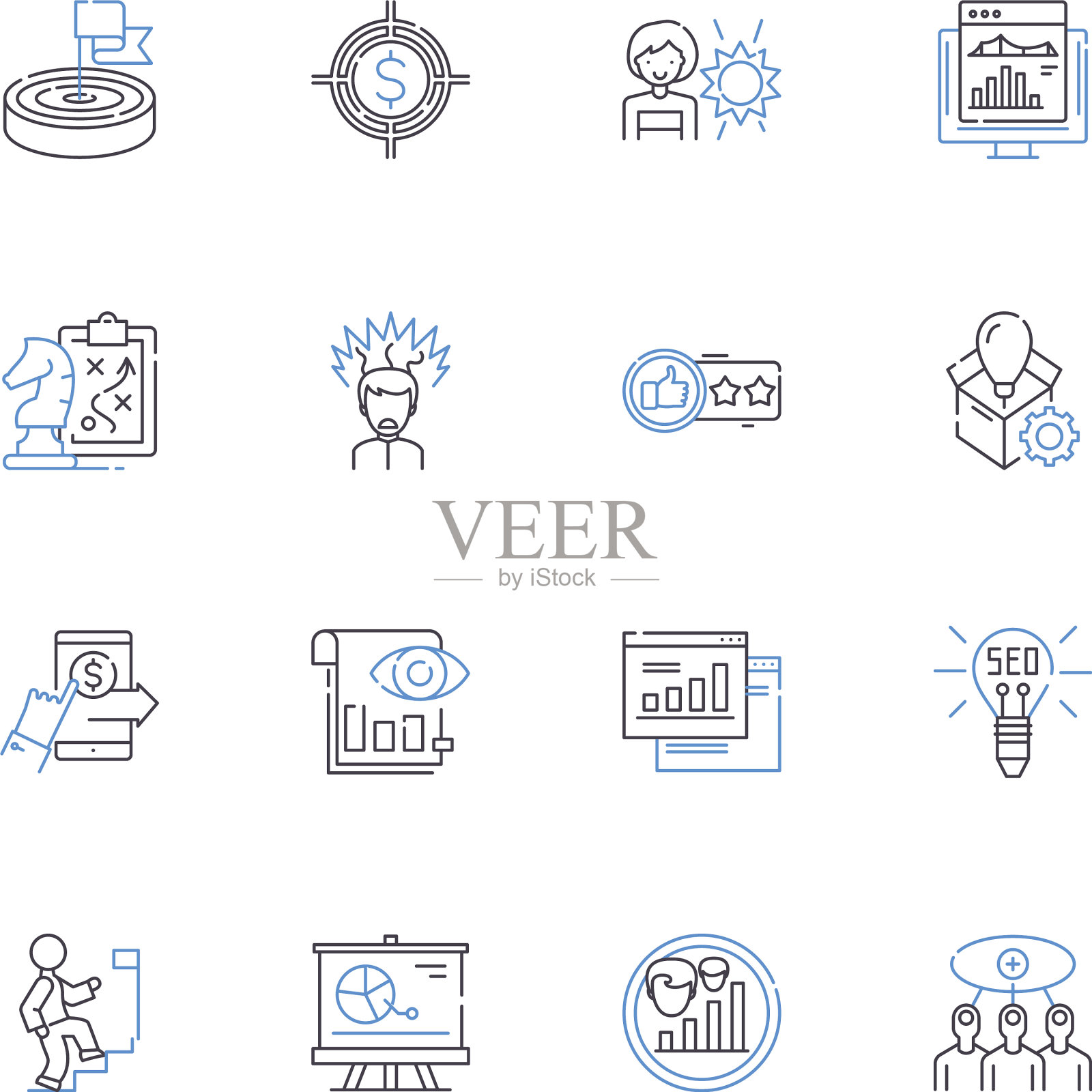 目的定义线条图标集合视觉图标素材