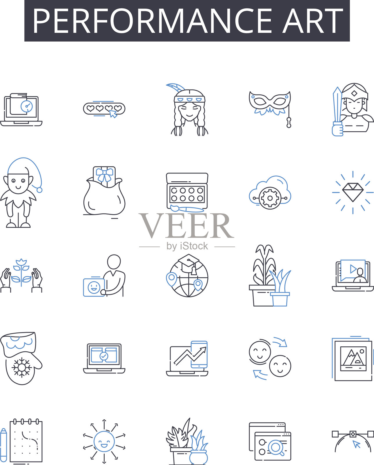 行为艺术线图标集合视觉艺术图标素材