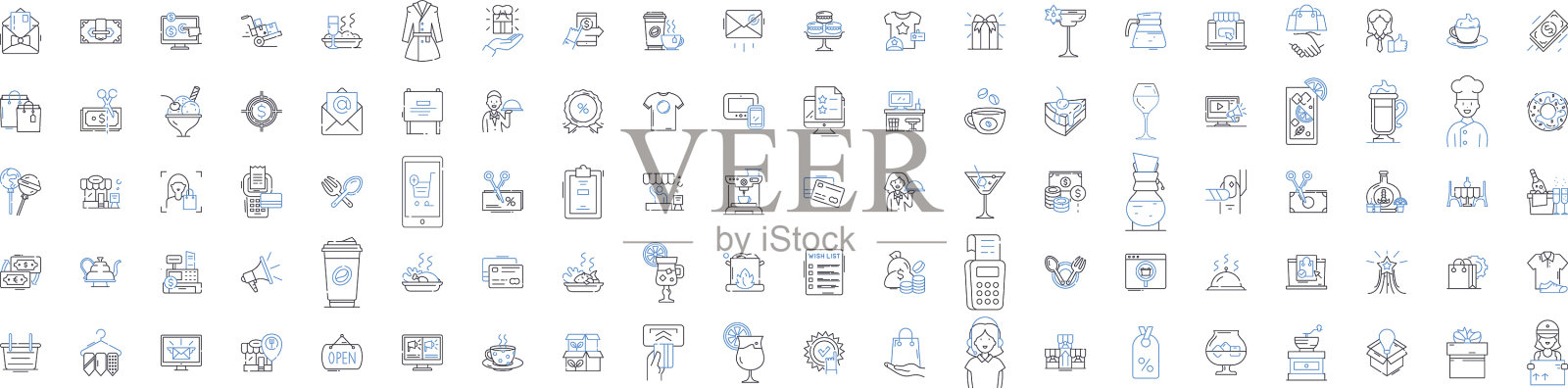 商店线图标集精品市场图标素材