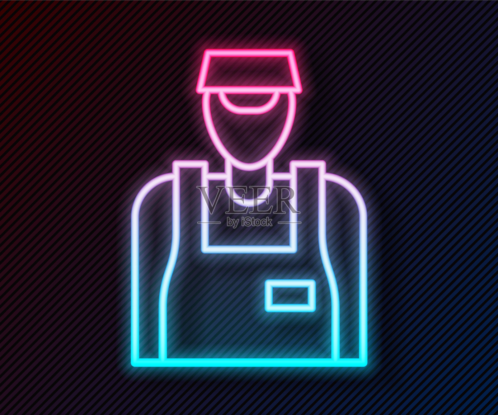 发光的霓虹灯线卖家图标孤立在黑色插画图片素材