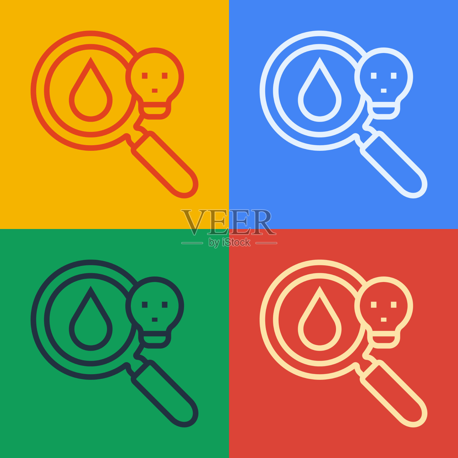 波普艺术线毒研究放大镜插画图片素材