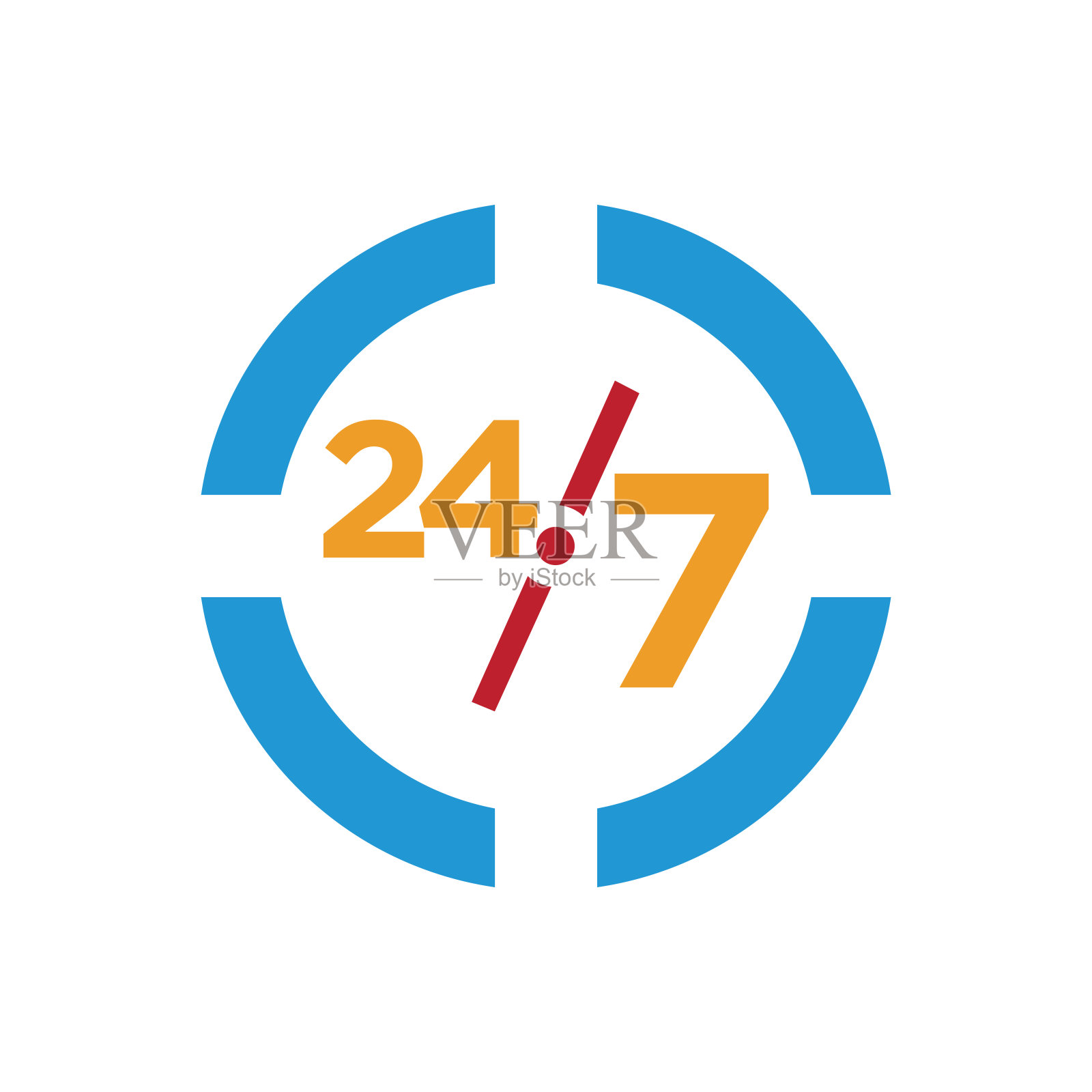 24小时7天图标设计矢量模板插画图片素材