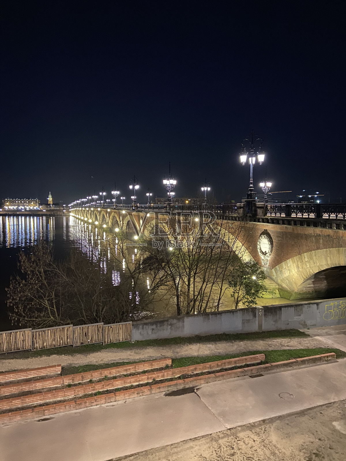 皮埃尔桥在波尔多的夜晚照片摄影图片