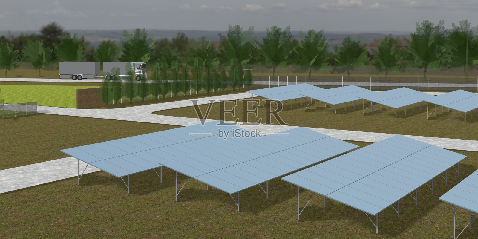 太阳能项目的3D插图照片摄影图片