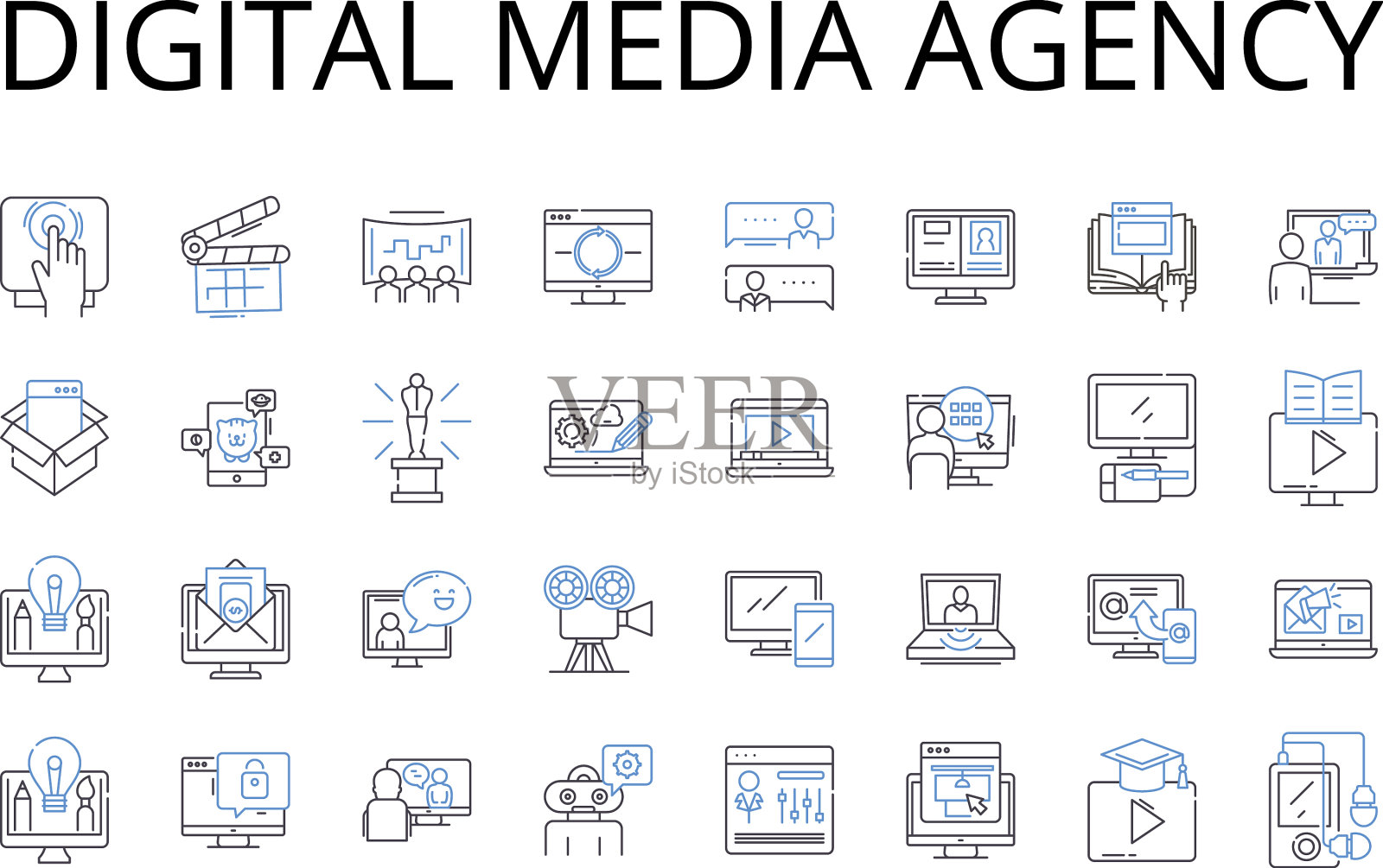 数字媒体代理线图标收藏图标素材