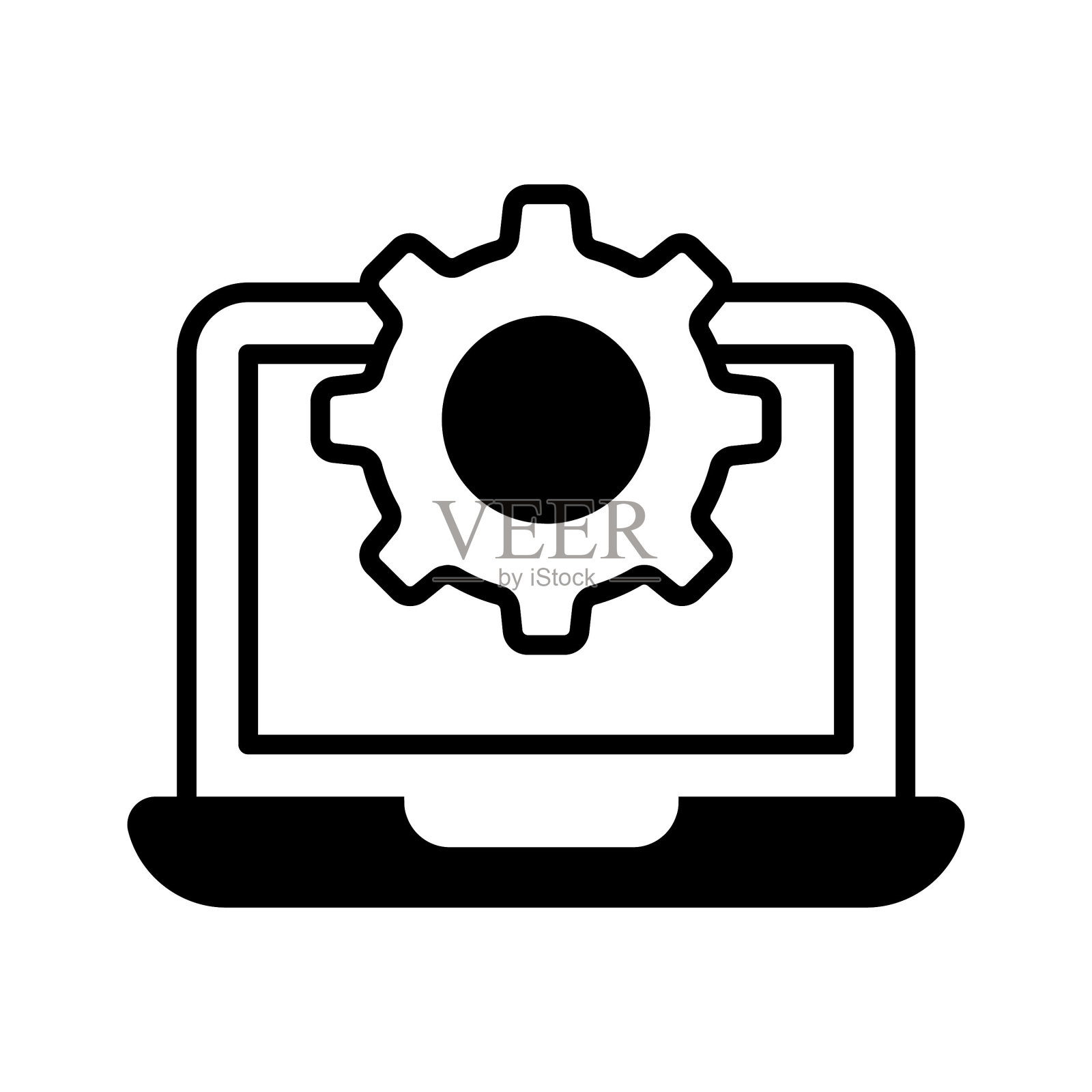 笔记本电脑设置矢量设计新潮风格，系统配置图标图标素材