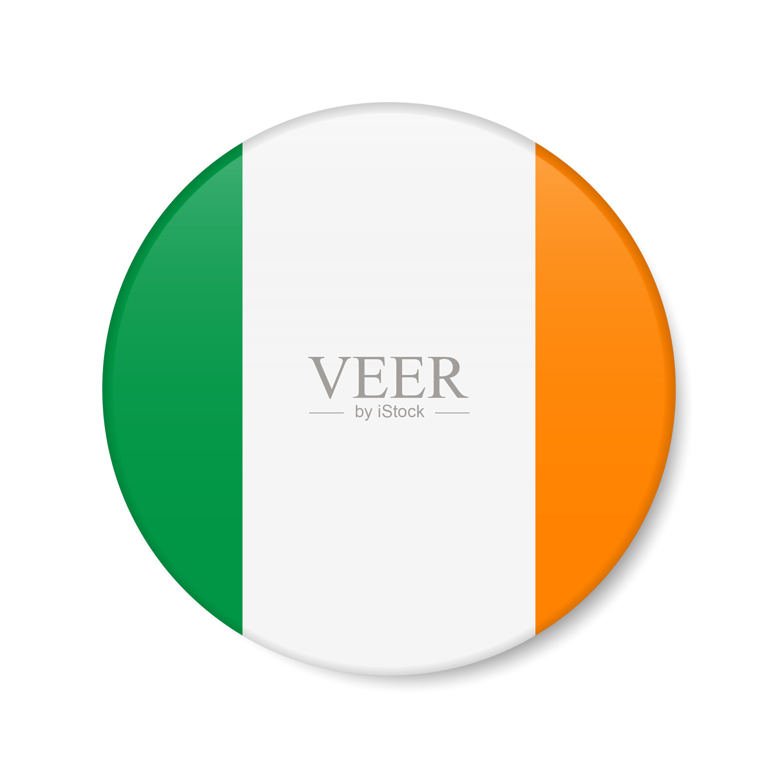 爱尔兰圆形按钮图标。爱尔兰圆形徽章旗。三维现实孤立的矢量插图插画图片素材