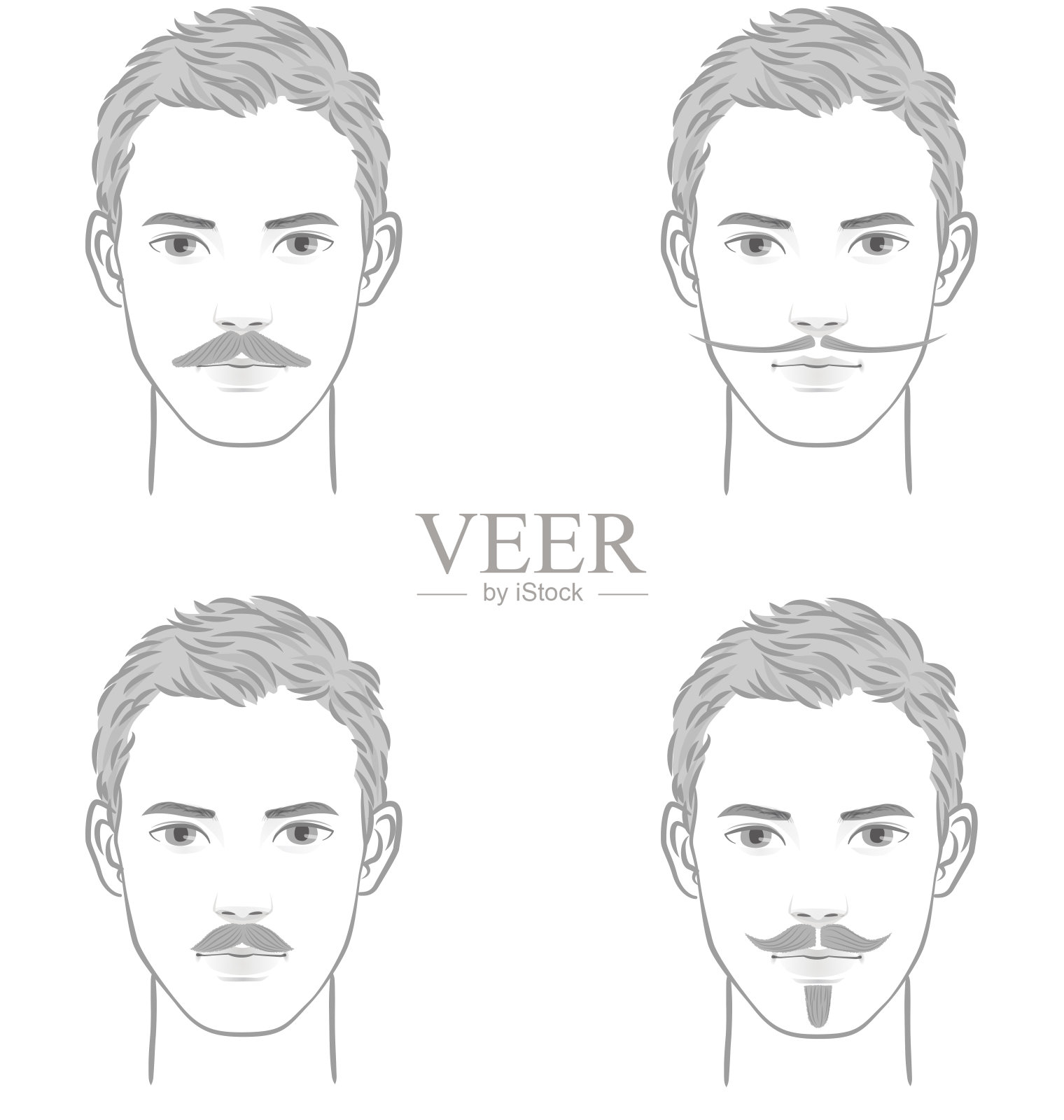 小胡子和胡须风格的变化插画图片素材