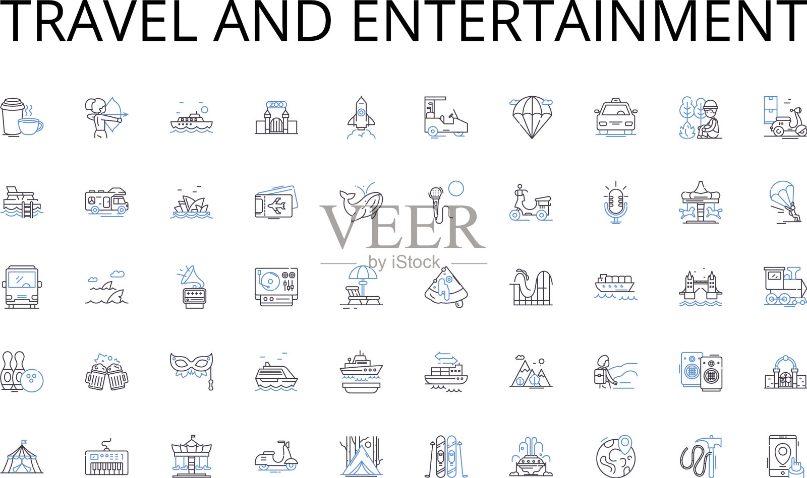 旅游和娱乐线图标收集图标素材