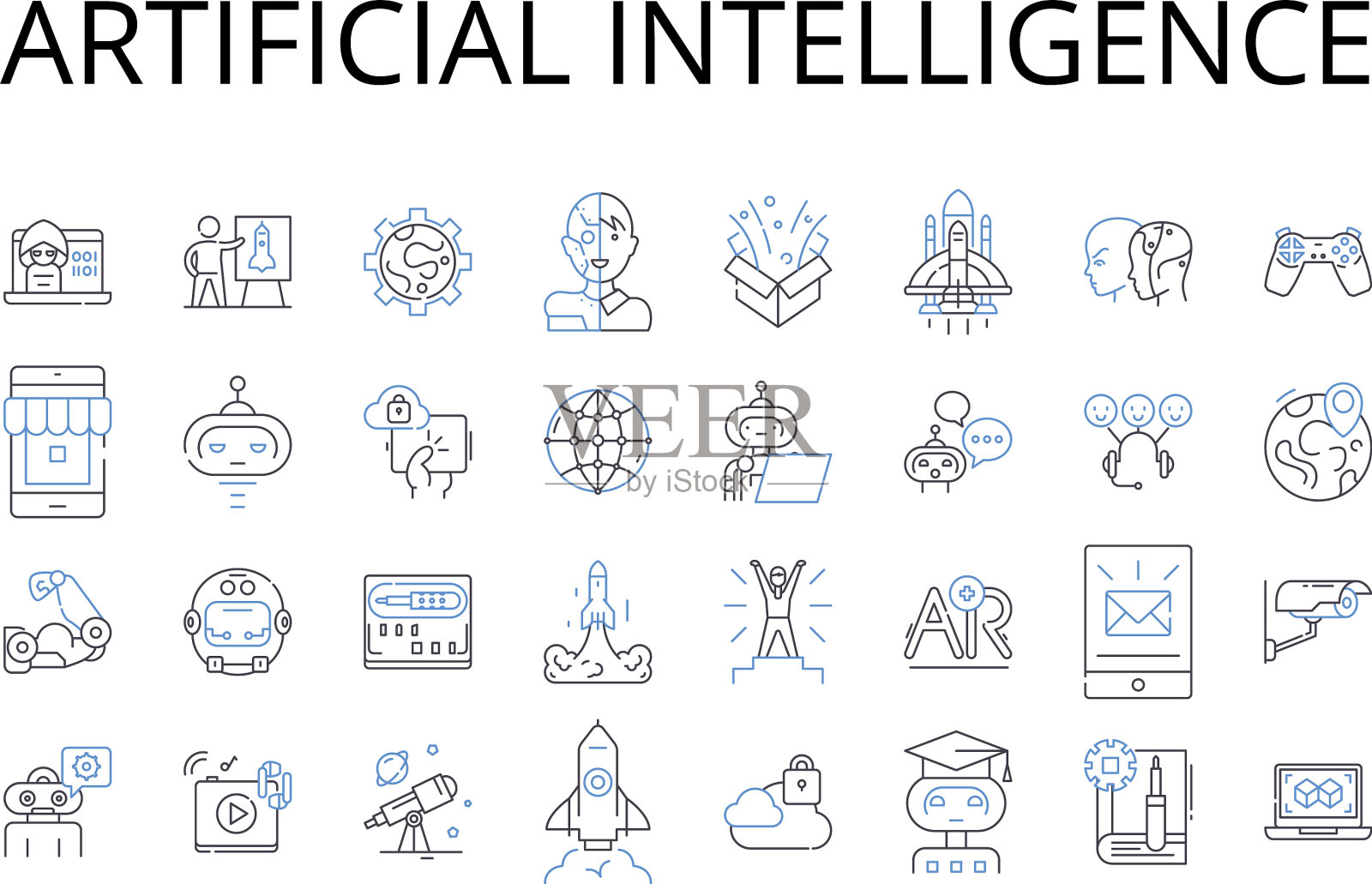 人工智能线图标集合插画图片素材