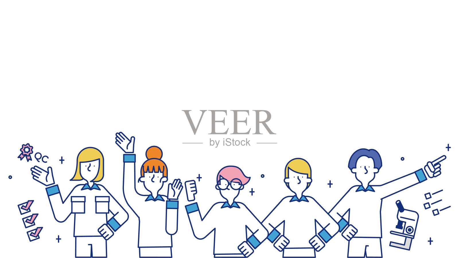 从事质量控制工作的男性和女性插画图片素材