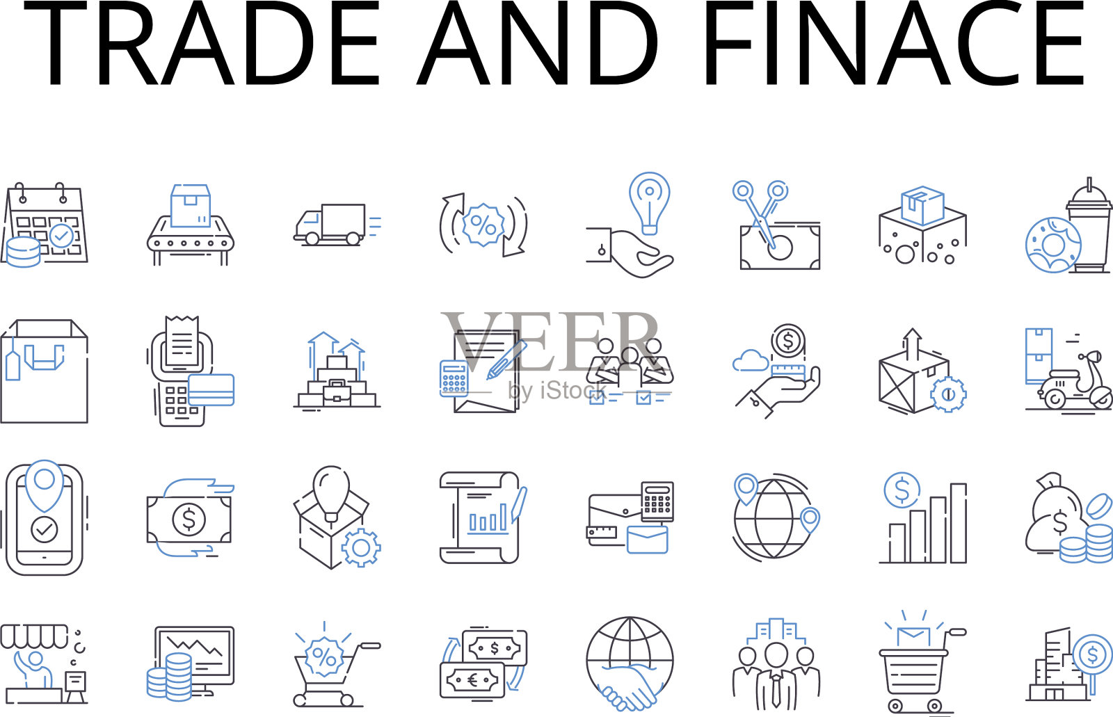 贸易和金融线图标收集商业图标素材