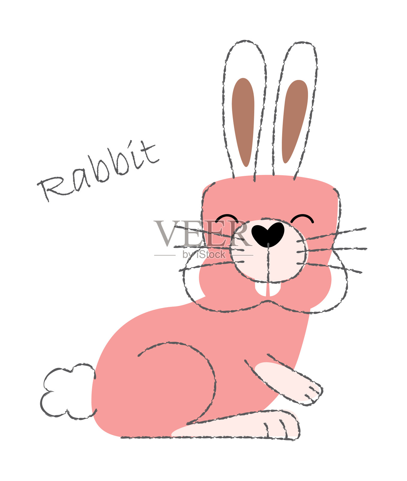 兔子。可爱的动物卡通人物。平面形状和线条设计。矢量插图。插画图片素材