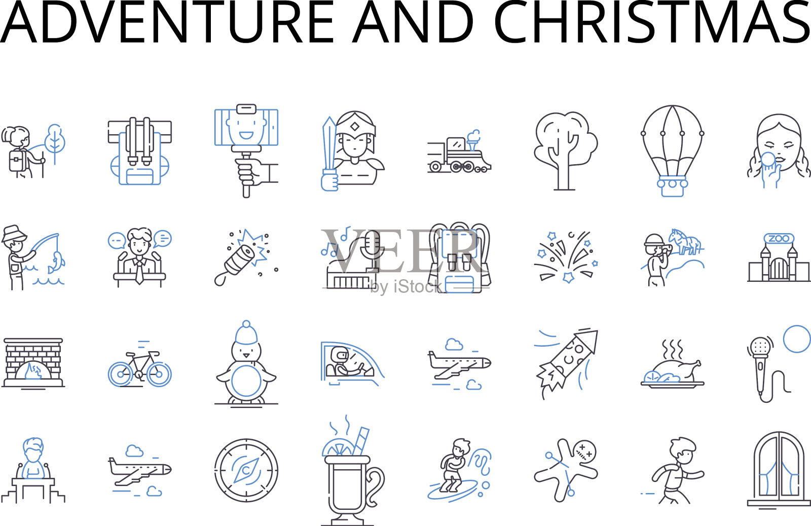 冒险和圣诞节线图标收集图标素材