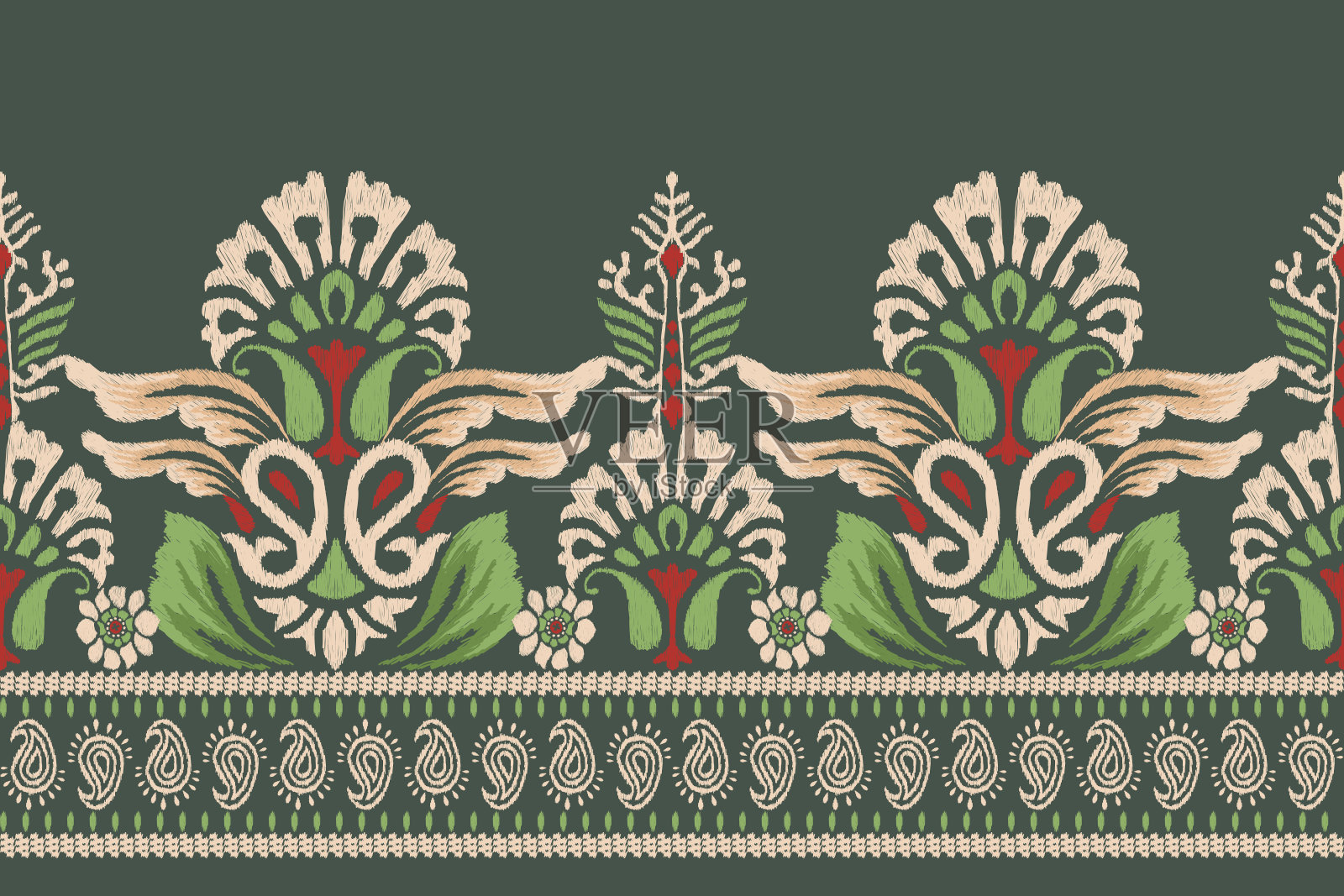 印度伊卡特花佩斯利刺绣插画图片素材