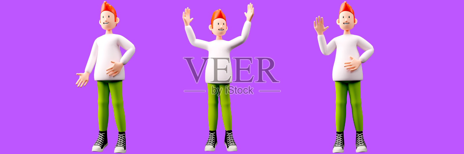 一个男孩角色解释某事的3d渲染照片摄影图片