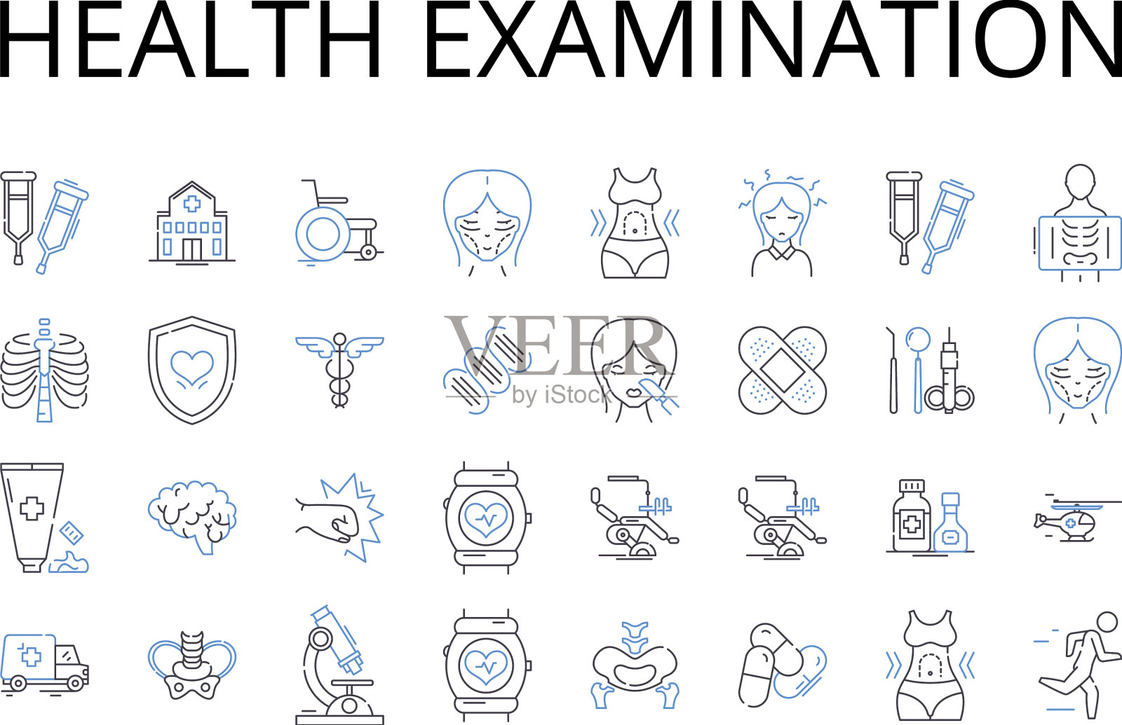 健康检查线图标收集牙科插画图片素材